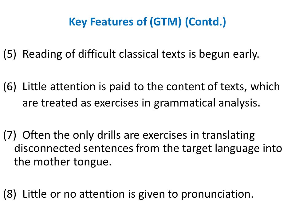 Key Features of (GTM) (Contd