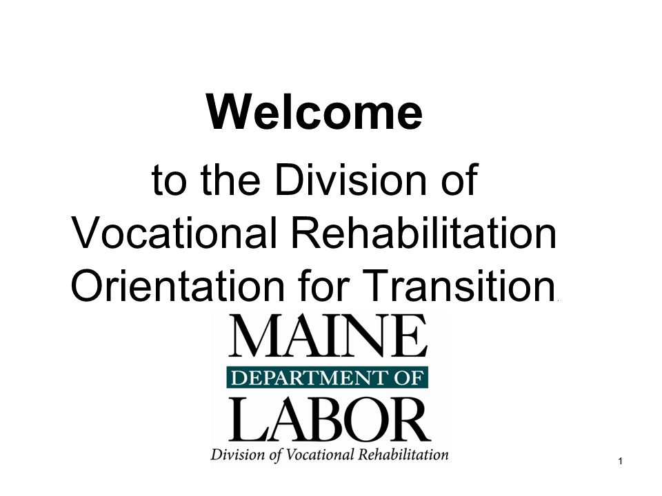 Welcome to the Division of Vocational Rehabilitation Orientation for Transition. Facilitator Notes: