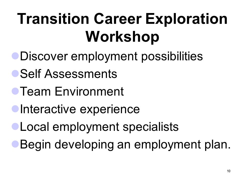 Transition Career Exploration Workshop