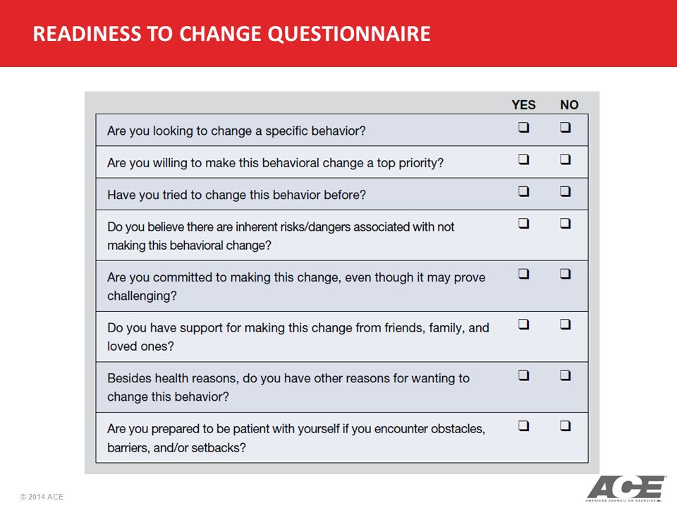 Readiness to change questionnaire.