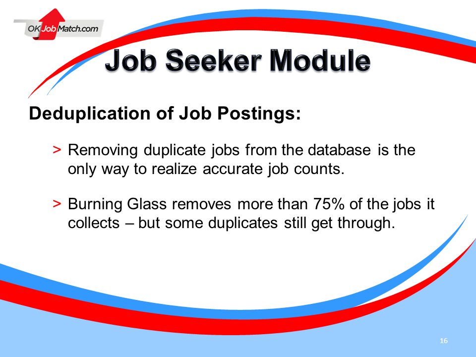 Job Seeker Module Deduplication of Job Postings: