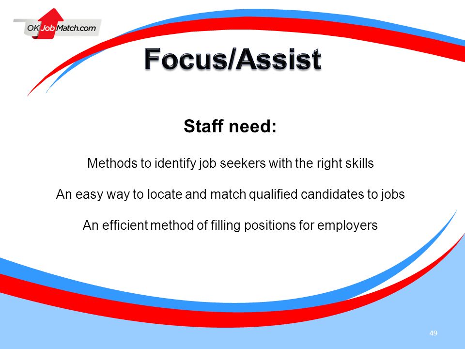 Focus/Assist Staff need: