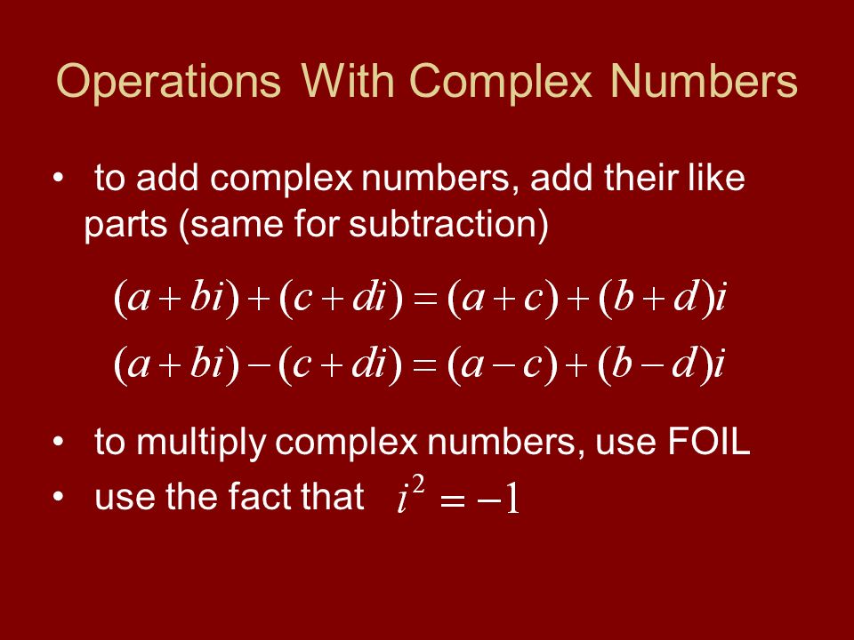 Operations With Complex Numbers