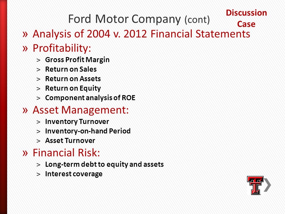 ford motor company financial analysis