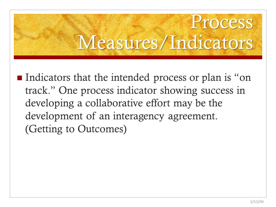 Process Measures/Indicators