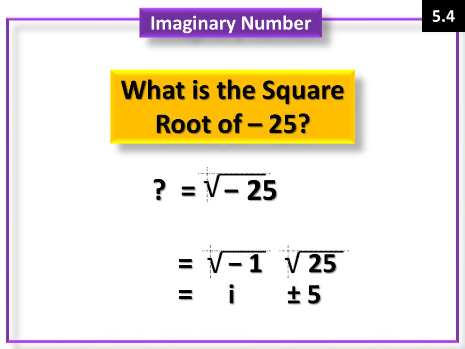 What is the Square Root of – 25