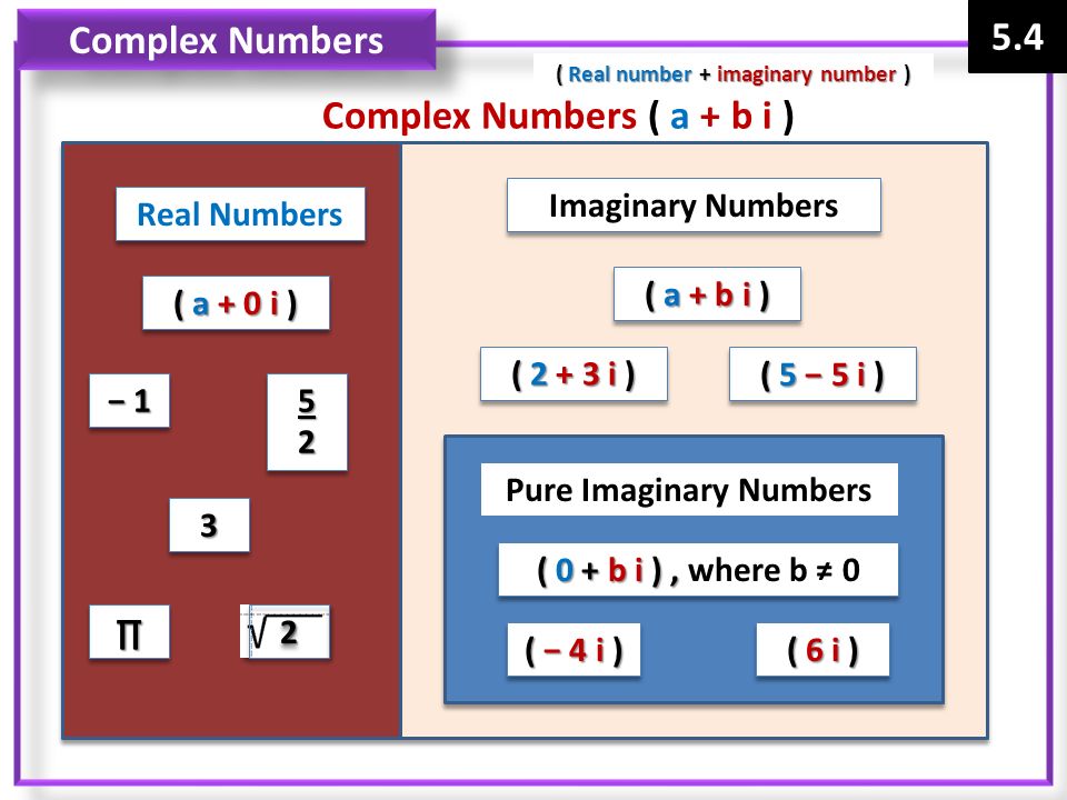 ( Real number + imaginary number ) Pure Imaginary Numbers