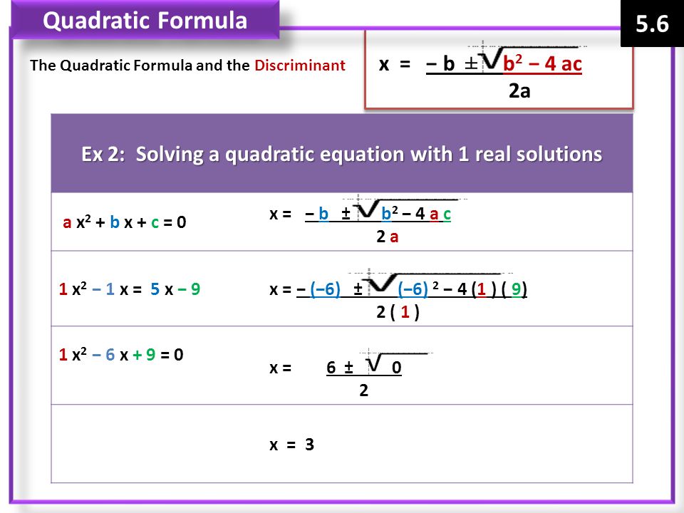 Ex 2: Solving a quadratic equation with 1 real solutions