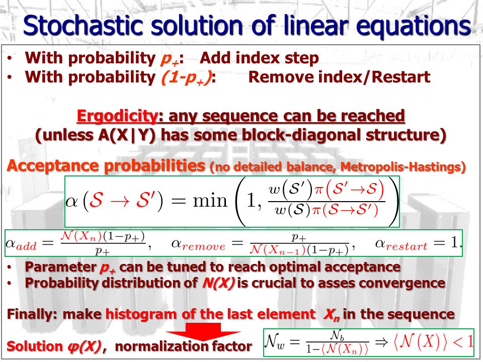 Stochastic solution of linear equations