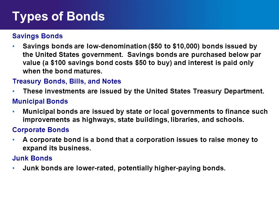 Types of Bonds Savings Bonds