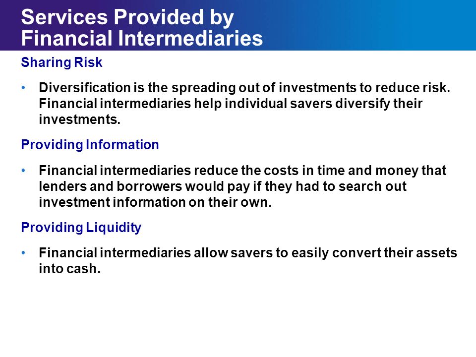 Services Provided by Financial Intermediaries