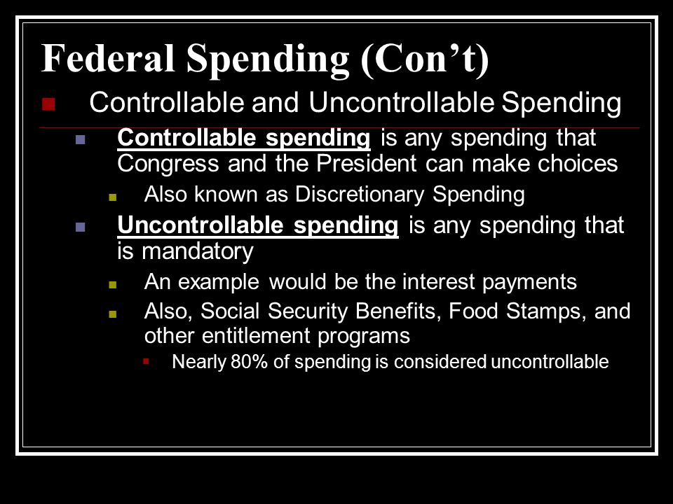 Federal Spending (Con’t)