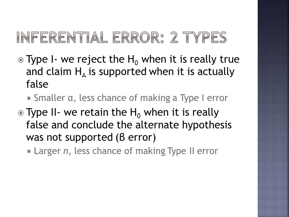 Inferential Error: 2 Types