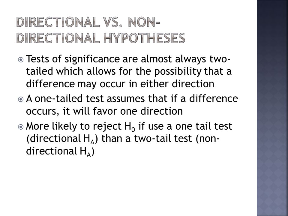 Directional vs. Non-directional Hypotheses