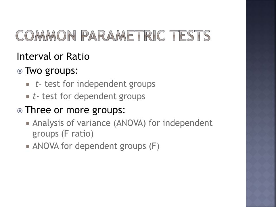 Common Parametric Tests