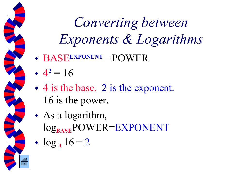 Converting between Exponents & Logarithms