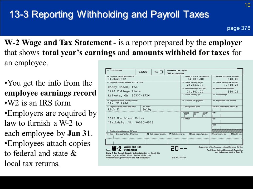 13-3 Reporting Withholding and Payroll Taxes