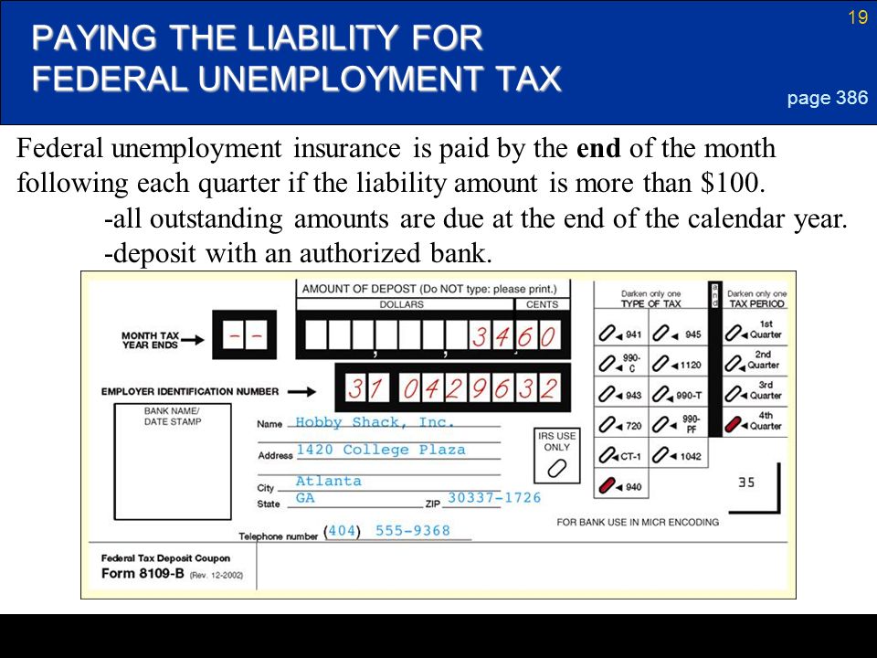PAYING THE LIABILITY FOR FEDERAL UNEMPLOYMENT TAX