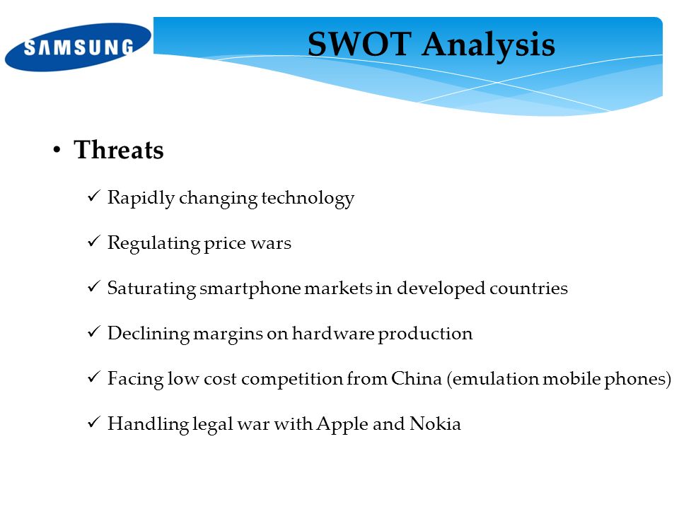 SWOT Analysis Threats Rapidly changing technology