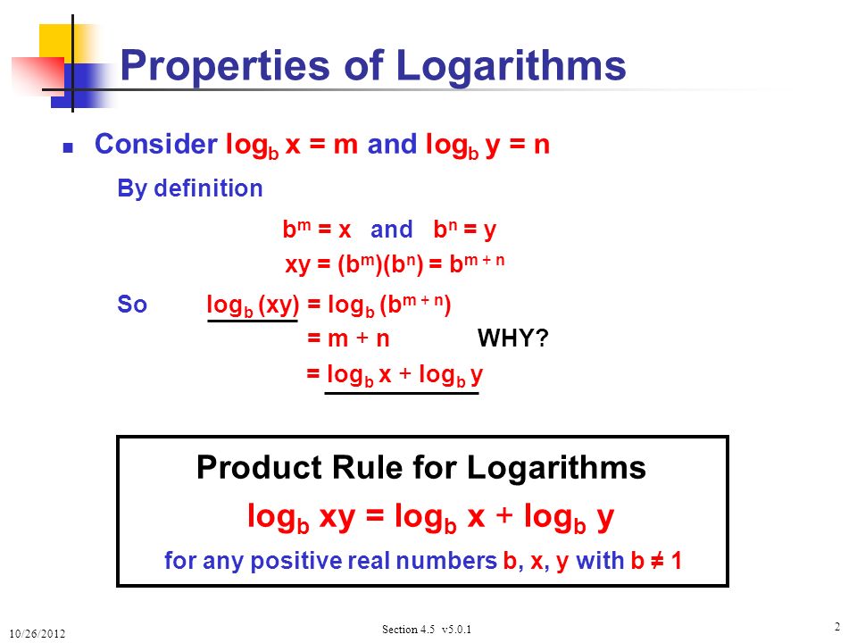 Properties Of Logarithms Section 4 3 Properties Of Logarithms Ppt Video Online Download