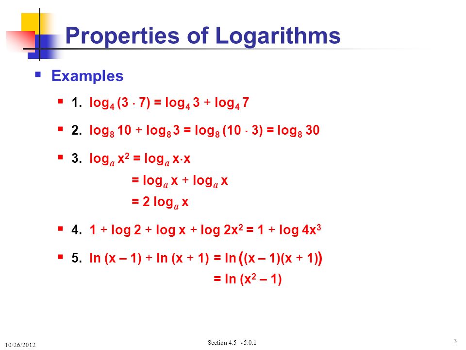properties of logarithms