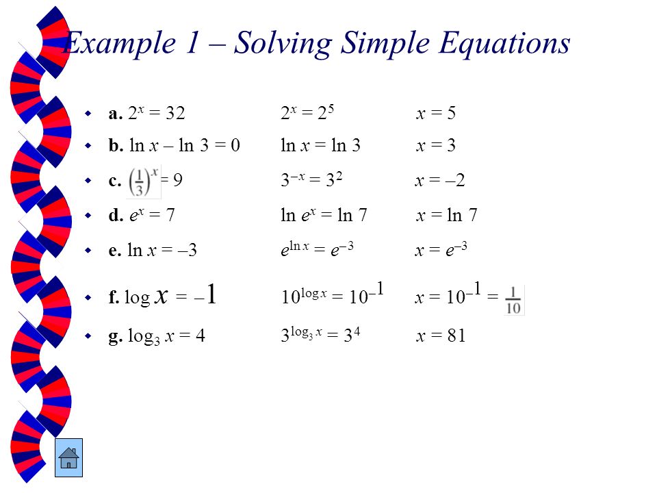 Example 1 – Solving Simple Equations