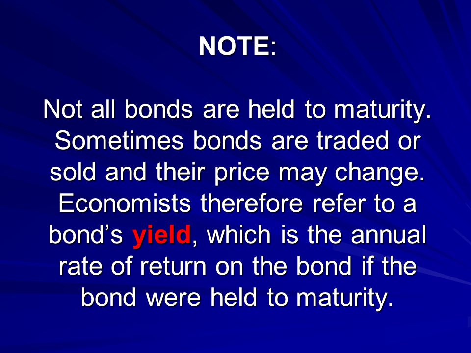 NOTE: Not all bonds are held to maturity