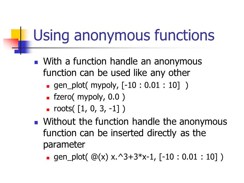 Anonymous Function Matlab Define Variable Matlab Et Octave 7
