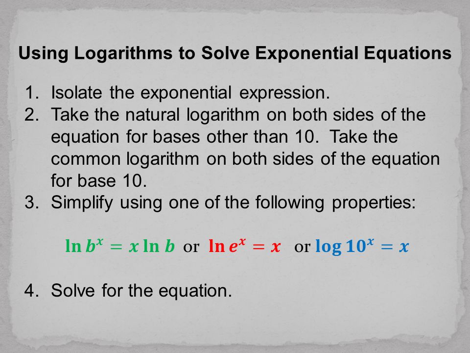 Using Logarithms to Solve Exponential Equations