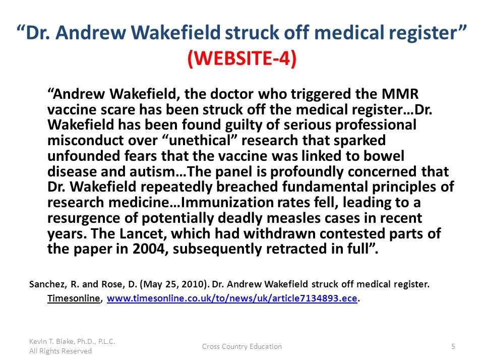 Dr. Andrew Wakefield struck off medical register (WEBSITE-4)