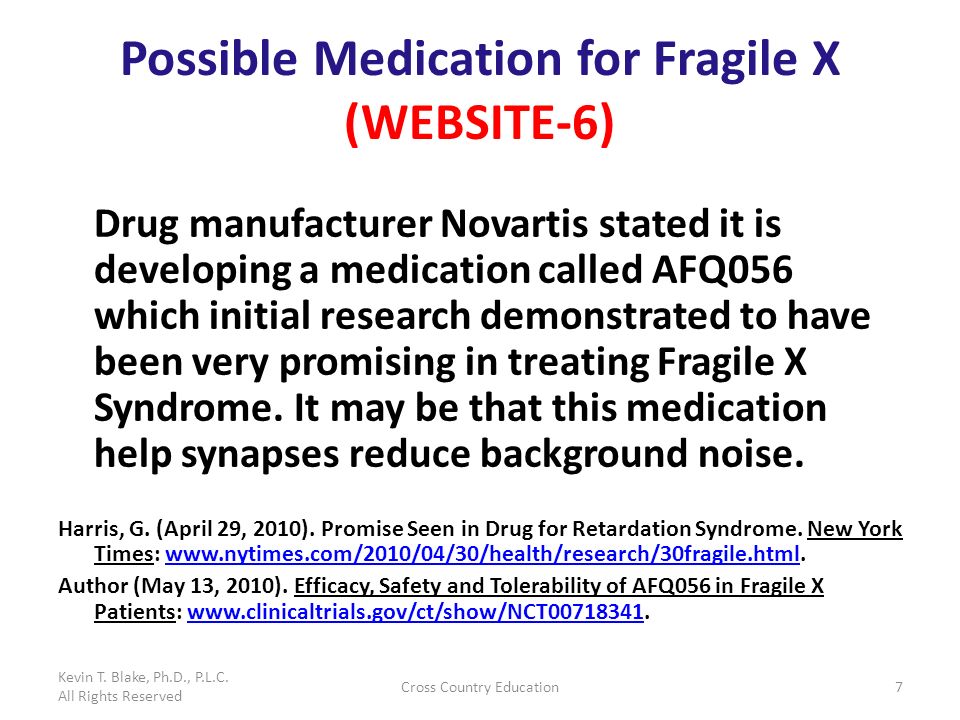 Possible Medication for Fragile X (WEBSITE-6)