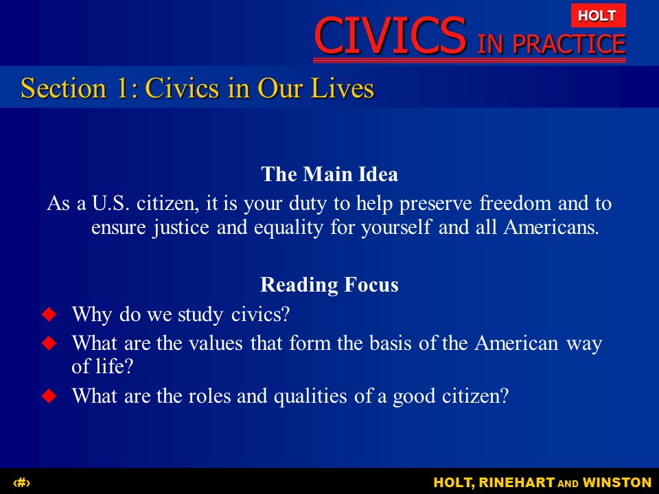 Section 1: Civics in Our Lives