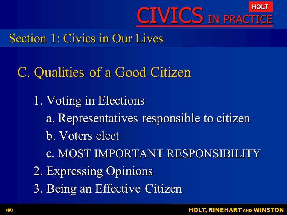 C. Qualities of a Good Citizen
