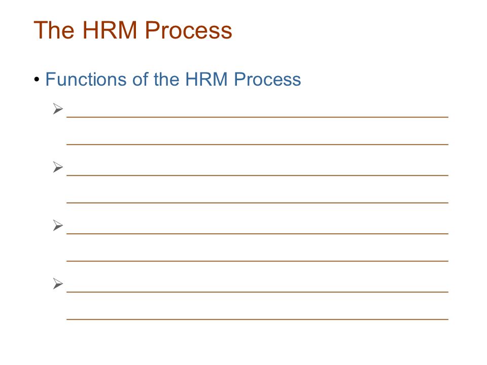 The HRM Process Functions of the HRM Process