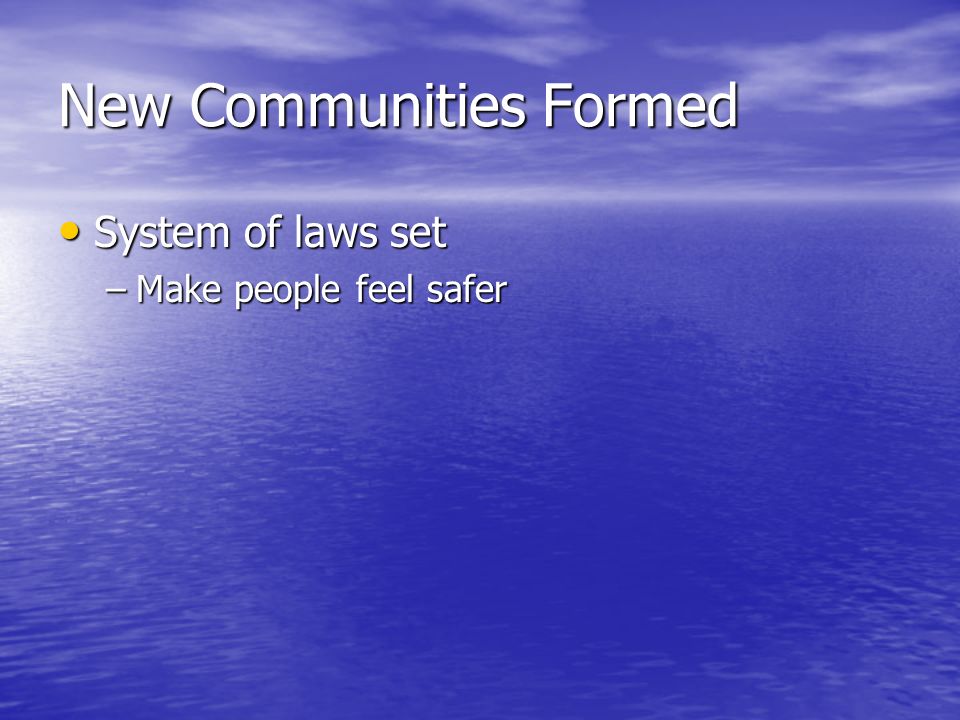 New Communities Formed