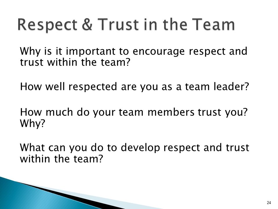Respect & Trust in the Team