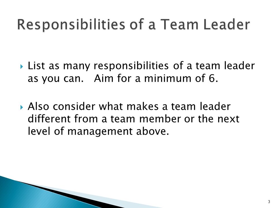 Responsibilities of a Team Leader