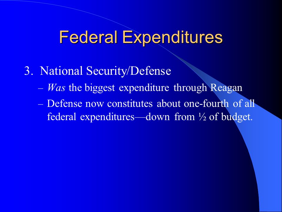 Federal Expenditures 3. National Security/Defense