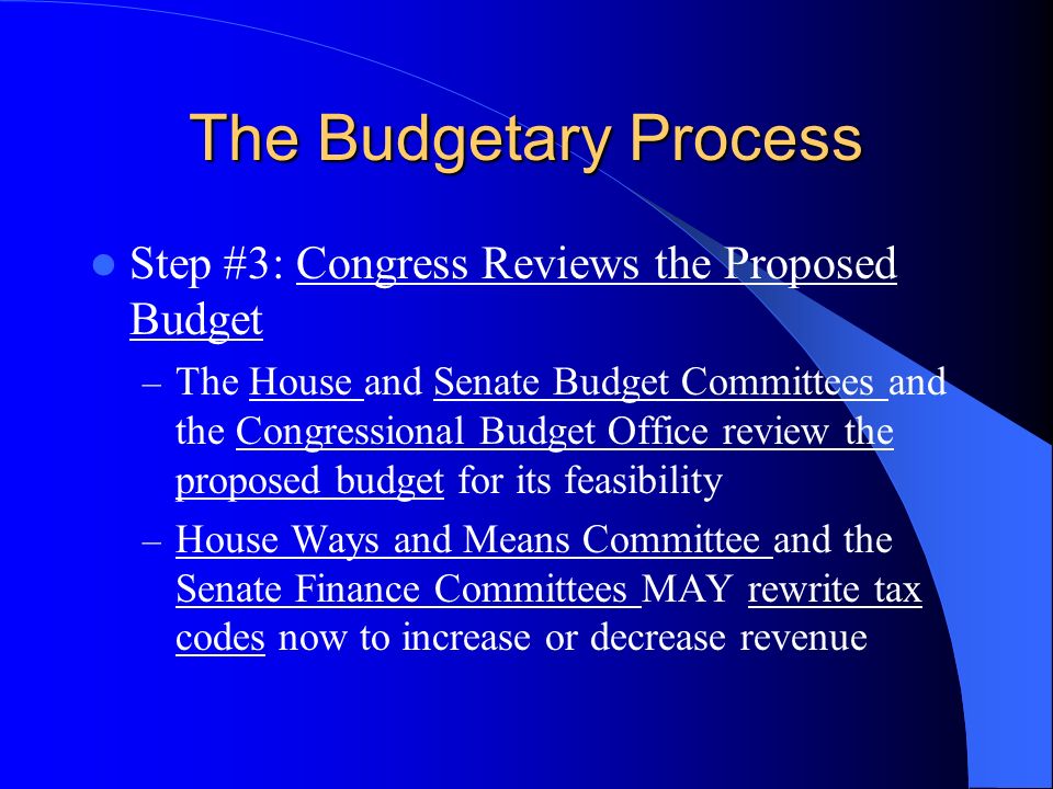 The Budgetary Process Step #3: Congress Reviews the Proposed Budget