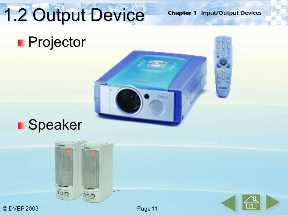 1.2 Output Device Projector Speaker © DVEP 2003