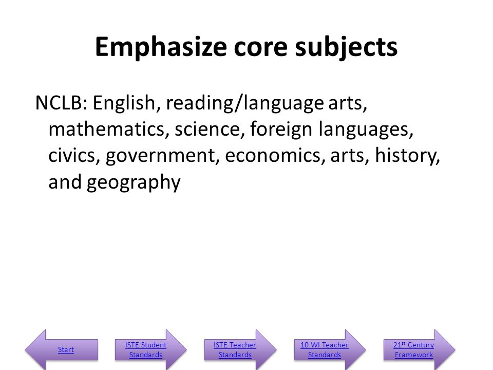 Emphasize core subjects