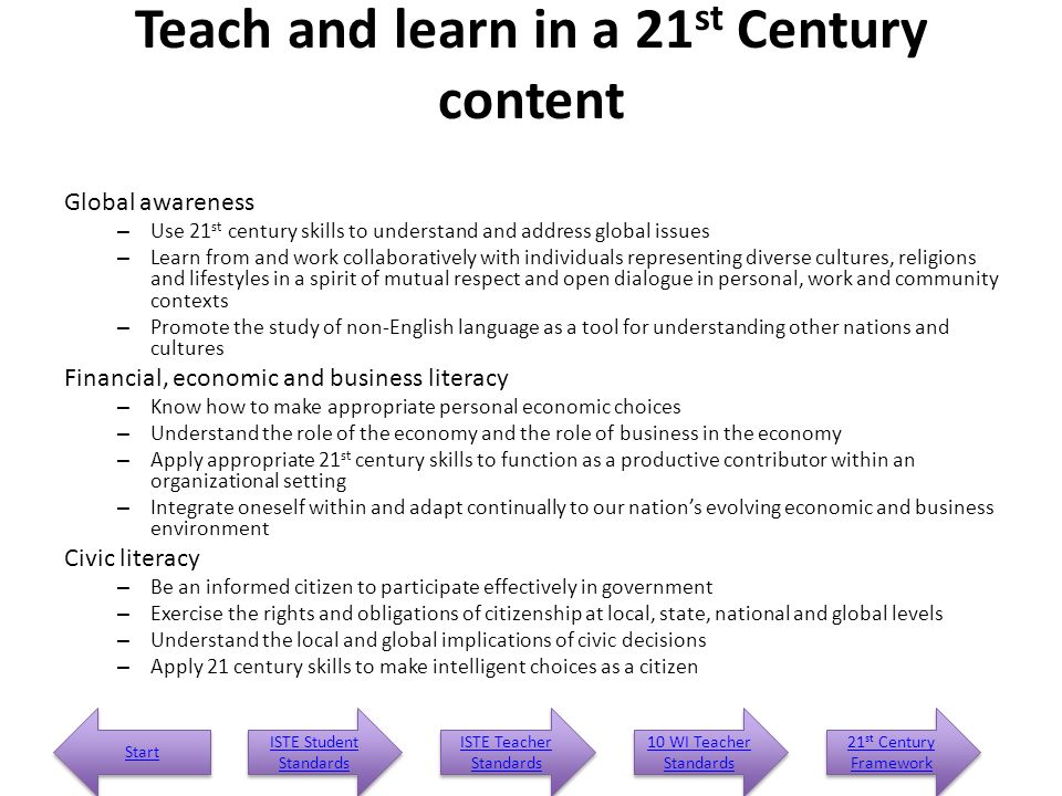 Teach and learn in a 21st Century content