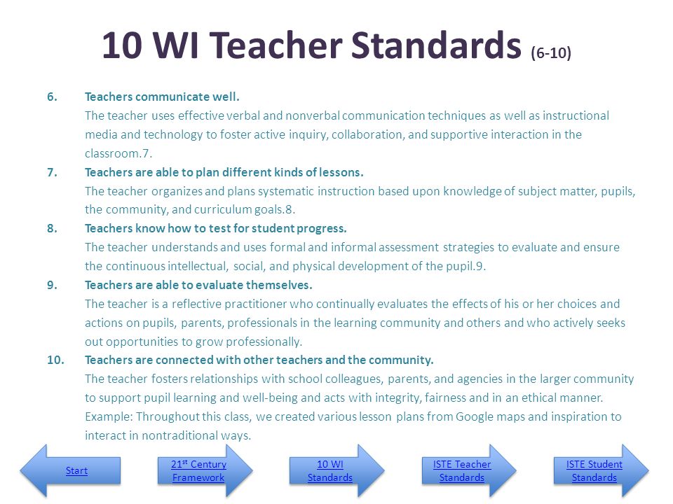 10 WI Teacher Standards (6-10)