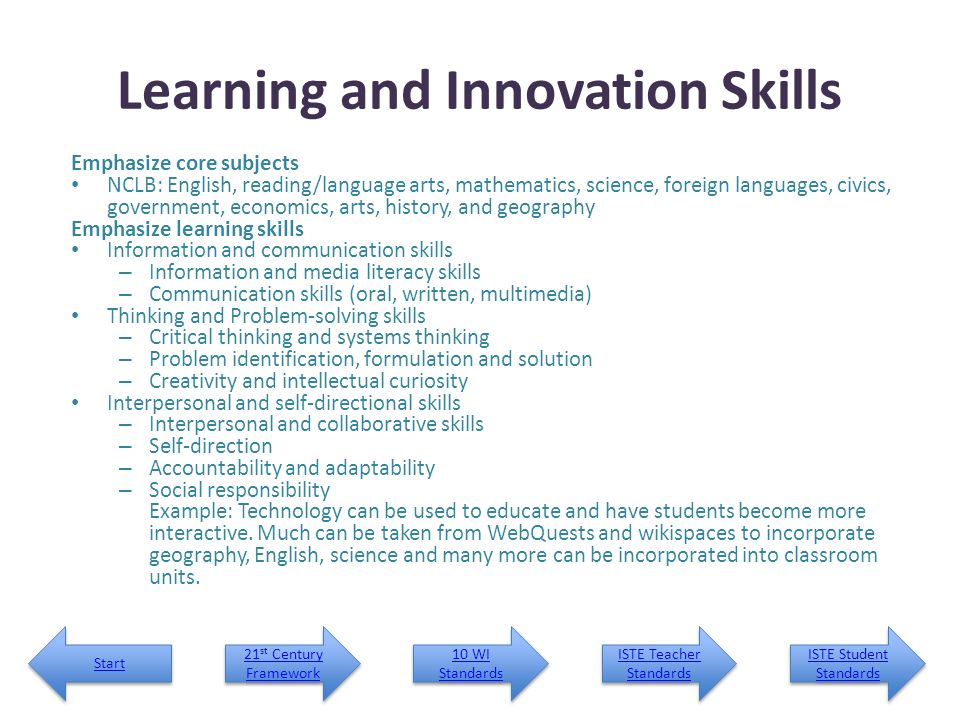 Learning and Innovation Skills
