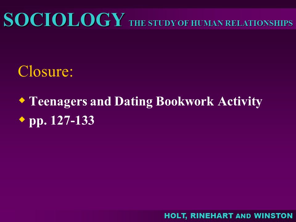 Closure: Teenagers and Dating Bookwork Activity pp