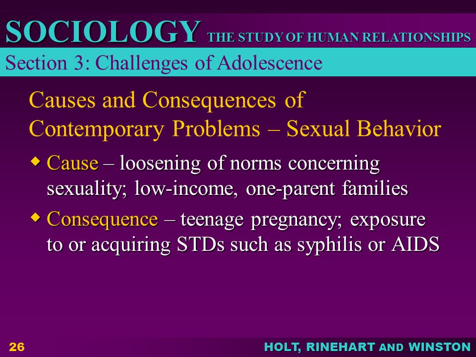 Causes and Consequences of Contemporary Problems – Sexual Behavior