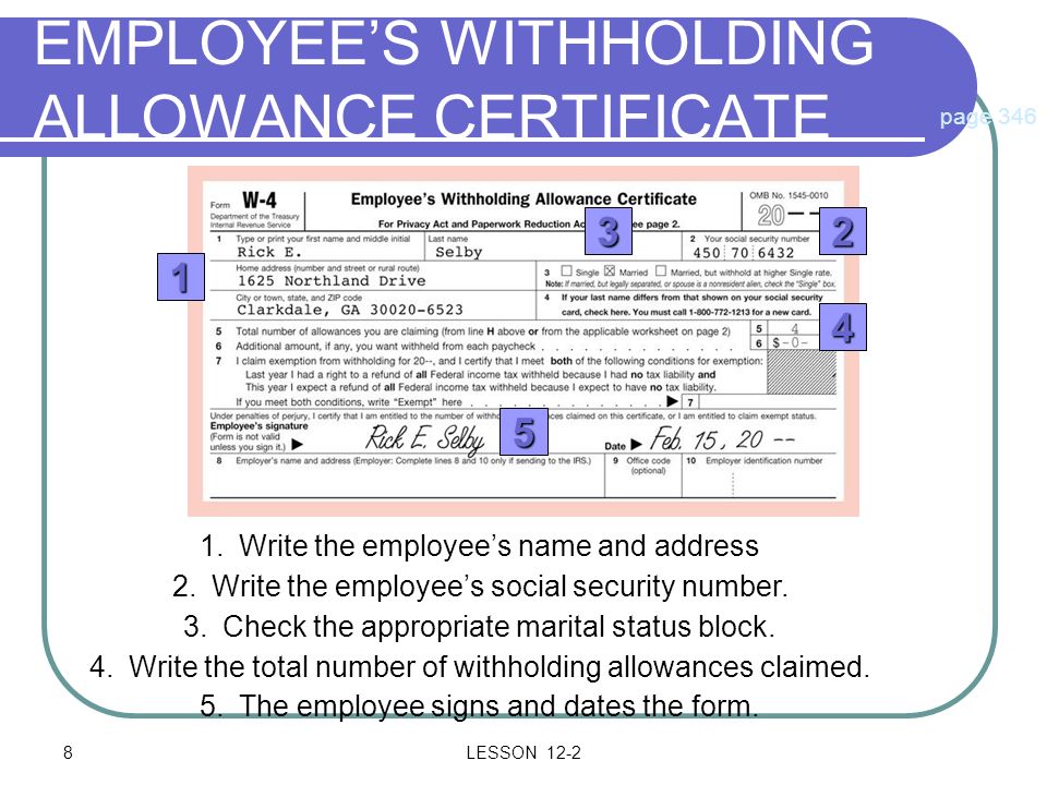EMPLOYEE’S WITHHOLDING ALLOWANCE CERTIFICATE