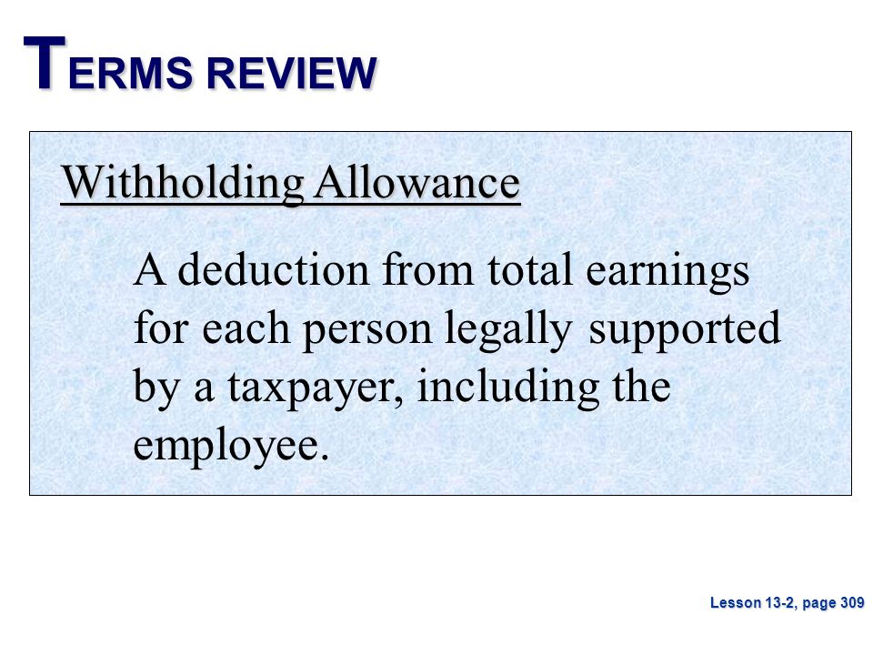 TERMS REVIEW Withholding Allowance