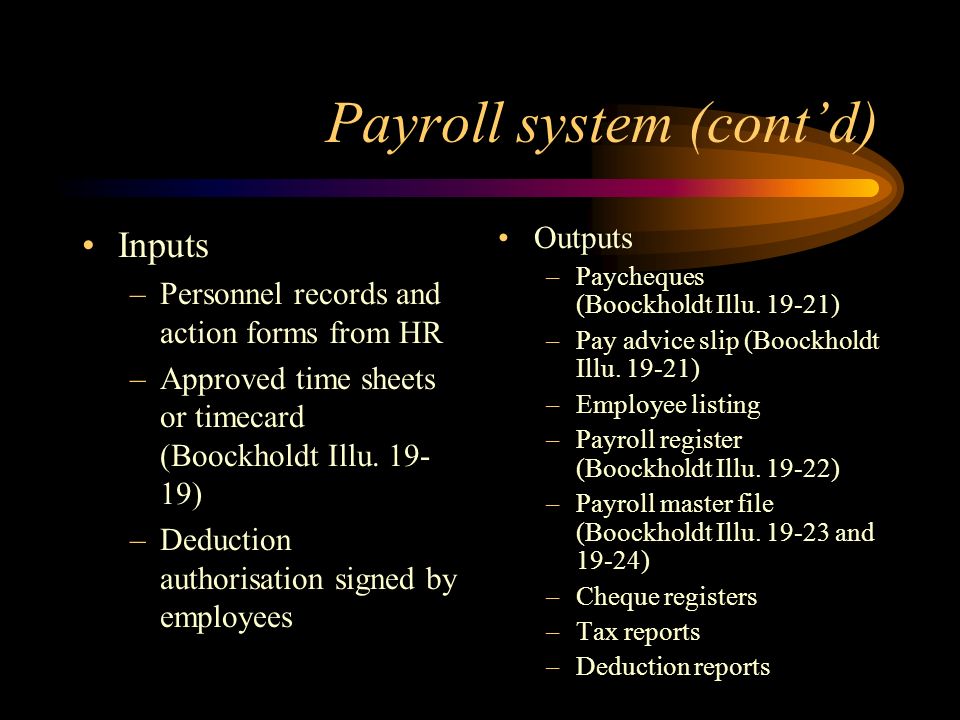 Payroll system (cont’d)