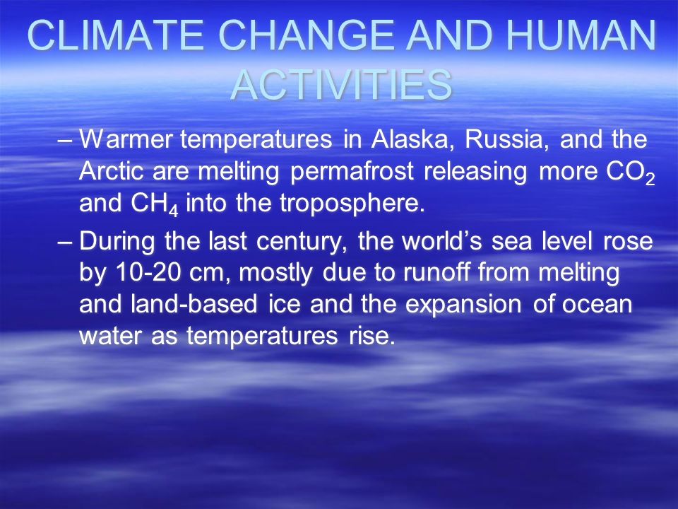CLIMATE CHANGE AND HUMAN ACTIVITIES